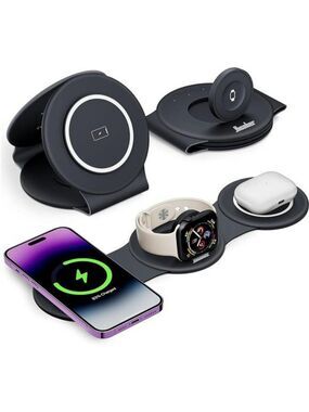 3 in 1 Wireless Charging Station for iPhone Apple Watch Airpods Travel Dock